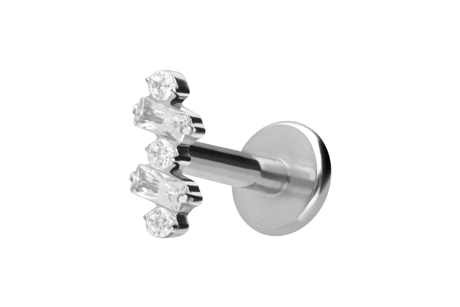 Titan Labret Piercing mit Push Fit EINGEFASSTE KRISTALLE